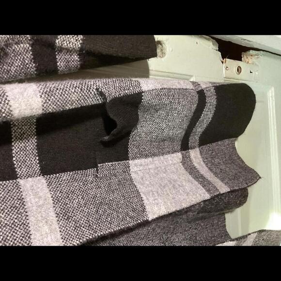 Open Black and Gray Buffalo Check Open Cardigan Sweater Jacket Medium - Picture 6 of 9